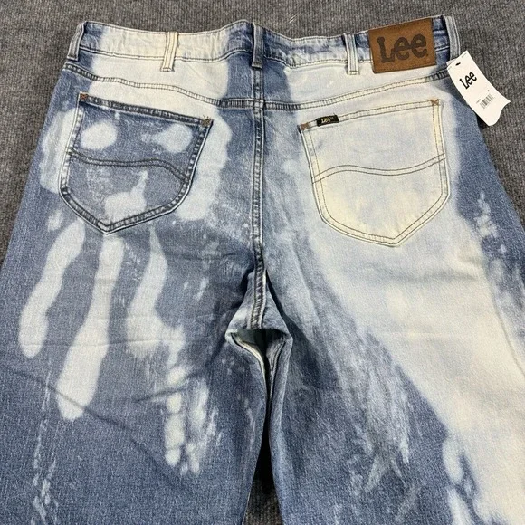 Lee Jeans 36x30 Mens Loose Fit Blue Bleached Wash
